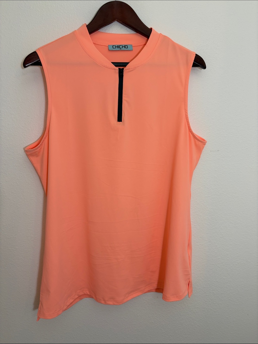 Chicho Coral Peachtone Sleeveless Zip Top
